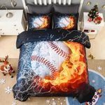 Andency Baseball Comforter Set Queen(90x90 Inch), 3 Pieces(1 Baseball Comforter, 2 Pillowcases) Sport Microfiber Comforter Set Bedding Set for Kids Boys Teens