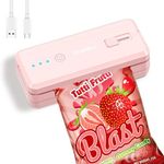 WOSERLD 2 in 1 Mini Bag Sealer and Cutter Heat Sealer Rechargeable Chip Bag Sealer machine sealer portable sealer with lithium 1300mAh battery kitchen food packaging seal Bag Sealer for Snacks(pink)