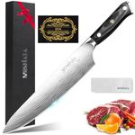 MOSFiATA Chef Knife, 10 Inch Ultra Sharp Meat Carving Knife, High Carbon Stainless Steel Cooking Kitchen Knives, Brisket Slicing Knives for Turkey Roast BBQ Vegetable with Micarta Wooden Handle Gift