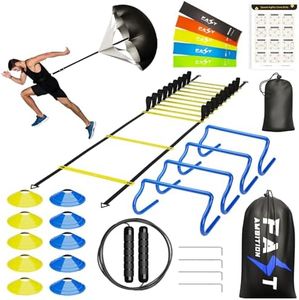 Speed & Agility Training Set - Agility Ladder, Cones Hurdle Set, Parachute for Speed Training, Basketball Training Equipment, Soccer Training Equipment, Agility Training Equipment, Resistance Bands