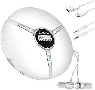 KLIM Discman Portable CD Player with Headphones, Built-in Battery - New - CD Players for Home, Car - Compatible w/SD Card, CD, CD-R, CD-RW, MP3, WMA - 5 EQ Effects - Walkman CD Player - White