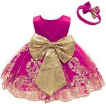 CMMCHAAH 0-6 Years Baby Girls Pageant Lace Embroidery Dresses Toddler Formal Dress with Headwear, Rose, 5-6 Years