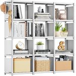 Mavivegue Book Shelf, 12 Cube Storage Organizer, DIY Bookcase, Metal Bookshelf, Tall Book case for Bedroom, Living Room, Office, Closet, Ｗhite Cubicle Rack