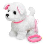 YH YUHUNG Walking and Barking Toy Dog with Remote Control Leash Puppy Electronic Pets Interactive Toys for Kids (White)