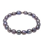 Cultured Freshwater Baroque Pearl Stretch Bracelet 8-9MM, Dyed Greenish Black