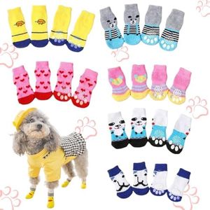 EWEIS 24 Pices Anti Slip Dog Socks & Quite Dog Paw Sock with Grippers, Quick Dressing Knit Socks for Pet Dogs,Pet Paw Protector Traction for Indoor,Dirt-Resistant Outdoor Pet Socks (L/Size)