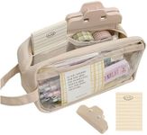 GGOOB Clear Pencil Pouch Aesthetic School Supplies Large Cute Pencil Case for Girls Preppy Pencil Case Aesthetic (Beige,with Clip & Sticky Note), SSS230517