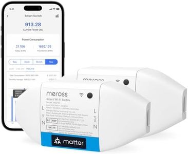 meross Matter Smart DIY Switch with Energy Monitor, 16A Relay Wi-Fi Light Switch 2 Pack Works with HomeKit, Alexa and Google Assistant, Smart Home DIY for Electrical Appliances