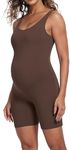 Lataly Women's Maternity Bodysuit Pregnancy Shapewear Double Lined Comfortable and Flattering Tank Top Shorts Romper Jumpsuit, Chocolate, X-Large