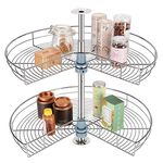 SortWise 28 Inch Revolving Cabinets Corner Shelf Wire 2-Shelf Kidney Lazy Susan, Adjusted Height 22.24" H to 30.7" H, Chrome