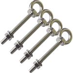 AIVOOF Stainless Steel Eye Bolts, 4 Pack M8 Shoulder Eye Bolt 3.15" Heavy Duty EyeBolts Screws in Eye Hooks with Washer and Nuts for Lifting Ring Eyebolt Thread Length 80mm