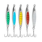 TUXIBIN 5pcs dexter wedge fishing lures sea Trout Lures Metal Slice Spoon Treble Hooks Mackerel sequins spinner Hard Baits sea fishing spinners pike lures