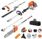 PROYAMA Powerful 42.7cc 5 in 1 Multi Functional Trimming Tools,Gas Hedge Trimmer,Weed Eater,String Trimmer, Brush Cutter,Pole Saw with Extension Pole