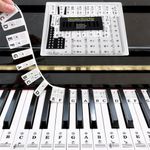VixxNoxx Reusable Keyboard Stickers - Full Size Keyboard for 88/76/61/54/49/37 Keys, Removable Silicone Key Stickers for Beginners, Piano Note Labels with Storage Box (Black)