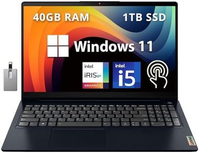 Lenovo IdeaPad 3i 15.6" FHD Touchscreen Laptop, Intel i5-1155G7, 40GB RAM, 1TB PCIe SSD, Intel Iris Xe Graphics, Num Pad, WiFi 6, Win 11, Abyss Blue, 32GB Hotface USB Card