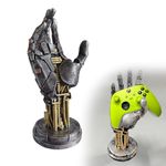 Desktop Gaming Controller Holder Stand, Cyberpunk Silverhand Mechanical Hand Design, Universal Headphone Hanger, Ideal Gift for Gamers, Game Room Decor (Khaki)