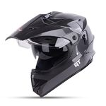 Steelbird GT Off Road ISI Certified Motocross Double Visor Full Face Helmet Outer Clear Visor and Inner Smoke Sun Shield (Glossy Axis Grey , Medium 580 MM)