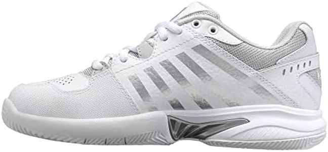 K-Swiss Tennis Women's Receiver V Tennis Shoe, White/Vapor Blue/Silver, 7 UK