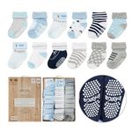 Baby Socks 12 Pairs, Toddler Socks, Newborn Socks, Baby Socks 0-6 Months Boys, Safe Walking Non-Slip Sole, Infant Socks, Baby Girl Socks, Baby Boy Socks