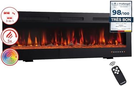 KAMINIO Cheminée Electrique Marlon - Cheminée Électrique 3-en-1 avec Chauffage, Effet de Flamme 3D, 12 Couleurs de Flammes, télécommande (55 Pouces)