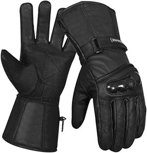 Motorbike Motorcycle Gloves Leather Hard Knuckles Windproof Waterproof Protection Winter Summer Thermal Riding Gloves Men Women Outdoor Hiking Sports Bike (M, Black)