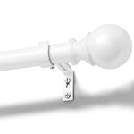 TEAKMAMA 1 Inch Long Curtain Rods 120 to 170 Inches(10-14ft), Heavy Duty Window Curtain Rods, Outdoor Curtain Rod for Patio, Adjustable Decorative Curtain Rod with Ball Finials, 32''-168'',White