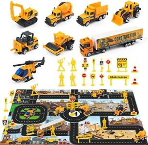 Coolplay Little Car Toys Mini Construction Vehicles Set Die Cast Cars Forklift, Bulldozer, Excavator, Mixer, Dump Truck Toy for Kids 3 4 5 6 Years Old