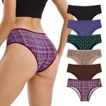 INNERSY Women's Colorful Stylish Cheeky Underwear Breathable Cotton Hipster Panties 6-Pack(Holiday Vibe,Large)