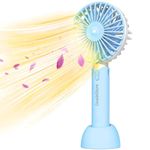 One94Store Portable Compact USB Mini Hand Fan With Powerful Brushless Motor, 3 Speeds, 1200mAh Rechargeable Battery (Up to 4Hrs) Ideal for Office, Kitchen, Outdoor, Makeup & Travel Use(Blue, X1) 22 mm