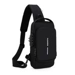 INKMILAN Multifunction Password Anti-Theft Sacgear Backpack Sling Bag Shoulder Crossbody Chest Bag with USB Charging Port Lightweight - (Casual Luggage) (Black Fashion)