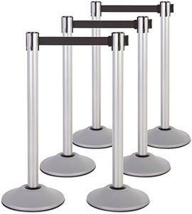 US Weight Heavy Duty Premium Steel Stanchion with Extended 13-Foot Retractable Belt – Silver – Six Pack