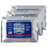 Cooler Shock 3X Lg. Zero°F Cooler Freeze Packs 10"x14" - No More Ice Replaces Ice and is Reusable - Easy Fill - You Add Water and Save! - 12lbs Total (Screw Cap)