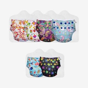 SuperBottoms Cloth Diapers for Babies - UNO Super Value Combo Pack - 6 Freesize UNO- New Version| Reusable Cloth Diapers for Babies 3M to 3Y - Assorted : Color/Print May Vary
