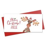 Personalised Christmas Gift Wallet for Money with Cute Reindeer Moose for Vouchers and Cash Presents