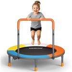 3’ Toddler Trampoline with Removable Handle for Kids, 36” Foldable Mini Trampoline 23" to 32" Height-Adjustable, Max Load 220lbs, Noise-Free/Durable Steel Frame/Safety Pad, Indoor/Garden Workout Gift