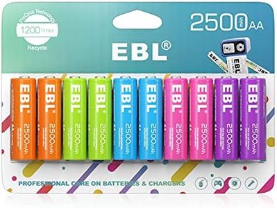 EBL Rechargeable AA Batteries 2500mAh 1.2V Ni-MH Double AA Battery 10 Pack