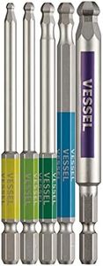 VESSEL GS5P-35 Single Head Ball Point, Rigid Bits, Set of 5, Opposite Sides: 3/4/5/6/8 x 3.9 inches (100 mm)