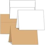 Blank Cards and Envelopes 50 Pack, Ohuhu 25 White Cards+25 Kraft Cards, 5 x 7 Heavyweight Folded Cardstock and A7 Envelopes for DIY Cards, Birthday, Thank You Cards & All Occasion Cards