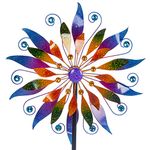 VEWOSTAR Outdoor Wind Spinner 58" Metal Peacock Wind Spinner Double Peacock Wind Sculpture for Garden Yard Patio Decoration