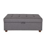 CorLiving 47" Extra Large Storage Ottoman, Storage Ottoman Bench, Storage Chest, for Living Room, Bedroom, Grey