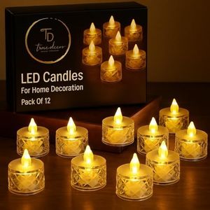 TrueDecor 12PC Battery Lights for Home Decoration Electric Candles for Birthday Decoration LED Tealight Candles