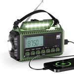 NOAA Weather Radio, 12000mAh Rechargeable Emergency Radio with Solar and Hand Crank Powered, AM FM SW Radio with Flashlight, Reading Lamp, USB Charger, Clock, SOS Alert for Home Outdoor