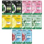 Garnier Skin Naturals, Face Mask Set, Hydrating, Pore Reducing, Brightening, and Enhances Glow, Hydra Bomb Serum Mask & Black Serum Mask, 10 pcs (5 types) , 280g