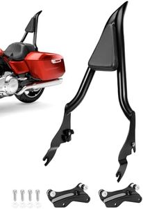 26" Detachable Rear Passenger Backrest With 4 Point Docking Hardware Kits Compatible For Road King Road Glide Street Glide Electra Glide Road King 2014-Up
