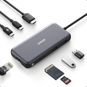 Anker USB C Hub, 555 USB-C Hub (8-in-1), with 100W Power Delivery, 4K 60Hz HDMI Port, 10Gbps USB C and 2 USB A Data Ports, Ethernet Port, microSD and SD Card Reader, for MacBook Pro and More