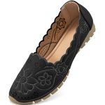 Aomigoct Flats for Women Ballet Shoes: Comfortable Round Toe Dress Womens Flats Casual Slip on Walking Shoes Black