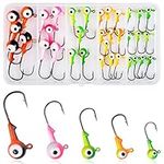 Fishing Jig Head Hooks Kit - 35/60pcs Ball Jig Head Worm Bait Round Head Jig Hooks Fishing Crappie Jigs Fishing Lures Tackle Kit 1/32oz-3/8oz for Freshwater and Saltwater, Random Color