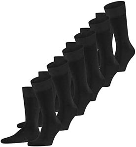 FALKE Men's Happy 6-Pack Socks Cotton Black Grey More Colours Plain To Wear All Year Round With Casual Or Dress Looks Or At Work Multipack 6 Pairs
