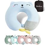 Travel Pillow - Soft Memory Foam Neck Pillow for Adults, Kids, Children, Convenient & Portable U Shaped Neck Pillows, Cute Animal Airplane pillow for Home, Office, Camping, Travelling, Sleeping (Blue)