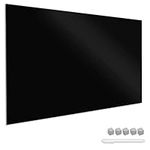 Navaris Magnetic Glass Board Black - 90 x 60 cm Dry Wipe Writing Memo Notice Whiteboard for Wall, Kitchen, Office - Includes Marker and Magnets